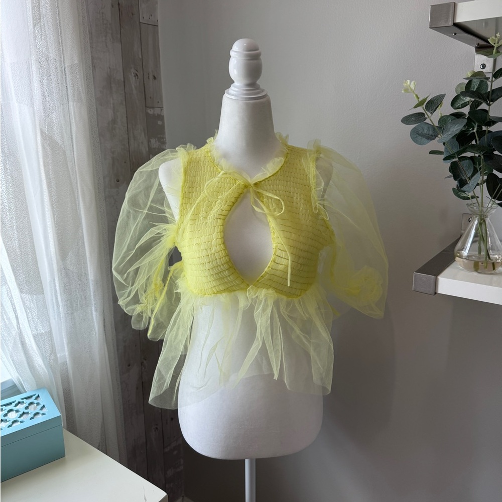 Zara Yellow mesh top